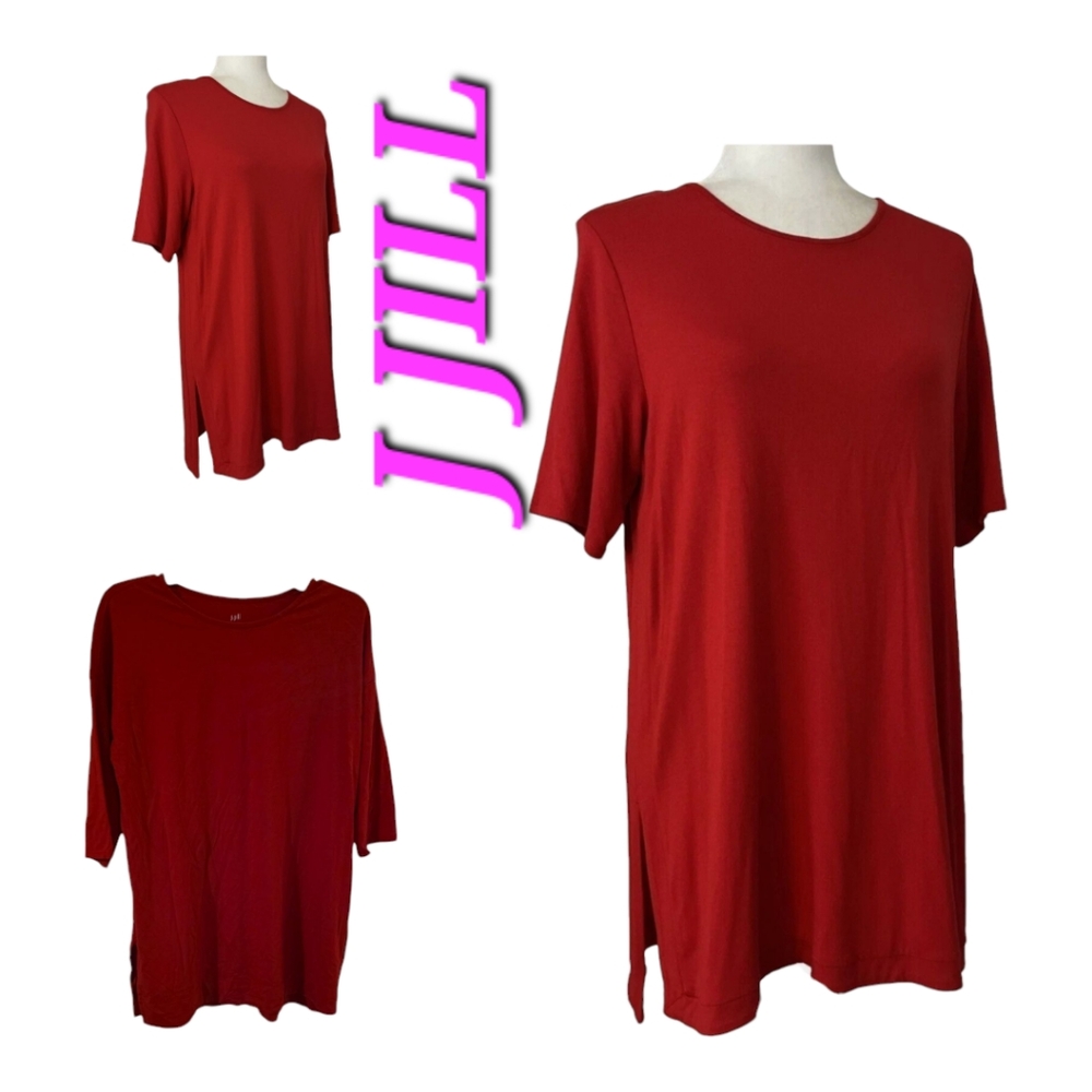 J JILL Sepia Luxe Supima Ballet-sleeve Tunic Top In Red Pull Over